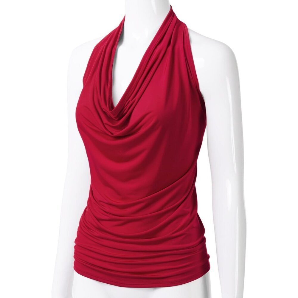 Women's Sleeveless Stretchy Halter Neck Backless Crop Top Plus Size - Picture 2 of 4